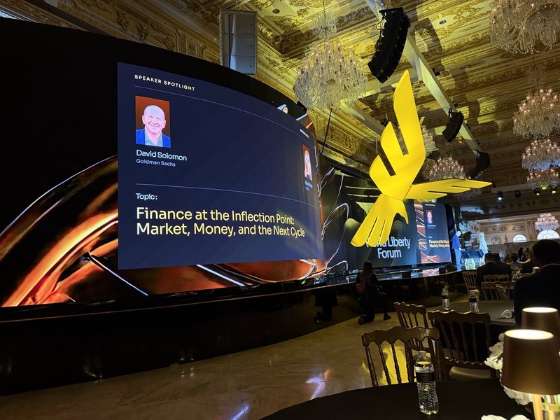 Stage and ballroom at the World Liberty Forum
